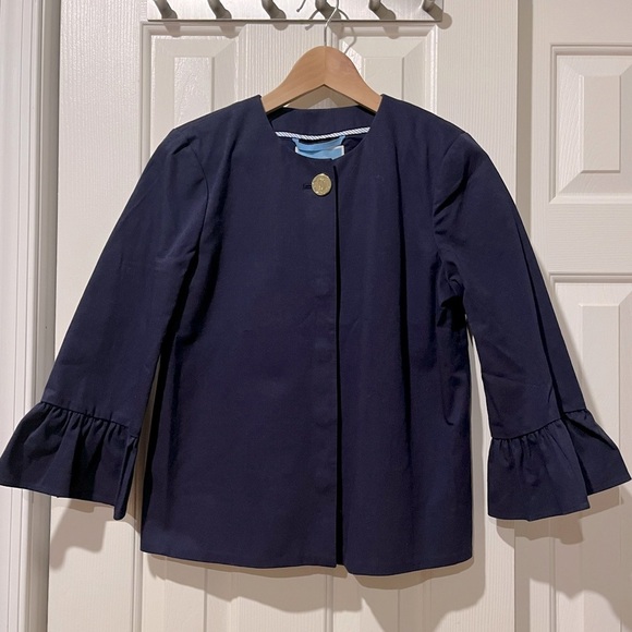 Draper James Jackets & Blazers - Draper James navy peplum sleeve short coat XS NWT
